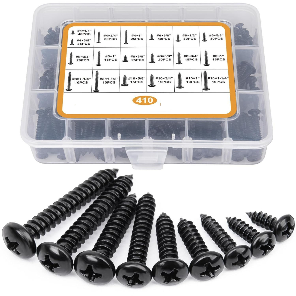 Furniture Screw Type - 410 шт., набор самонарез из углеродистой