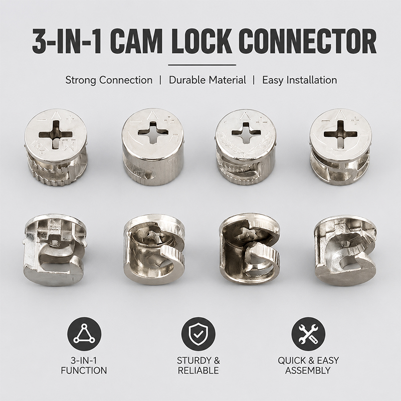 Furniture Knock Down Hardware - Эксцентриковый фиксатор для колес, 3-в-1, разборный