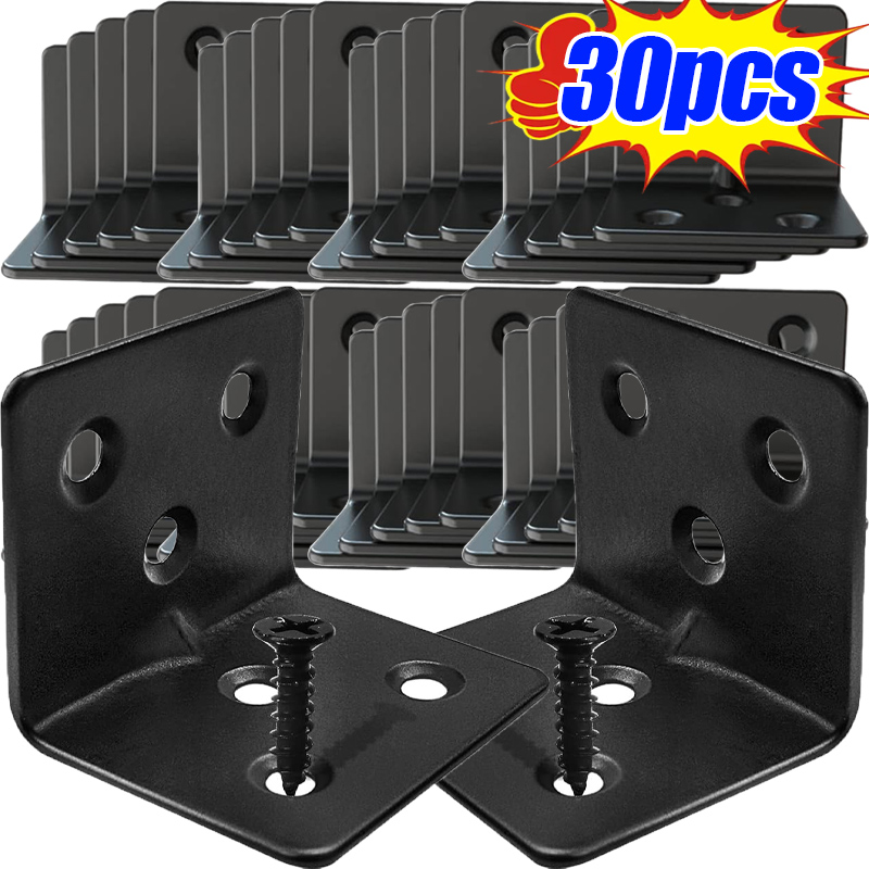 10/30 шт. черный L-образный уг – обзор и цена Furniture Hardware Connectors